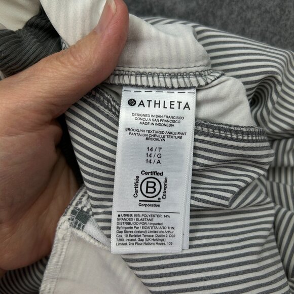 Athleta Pull On Brooklyn Textured Ankle Pants Women's Size 14 Tall Gray Striped - Picture 4 of 13